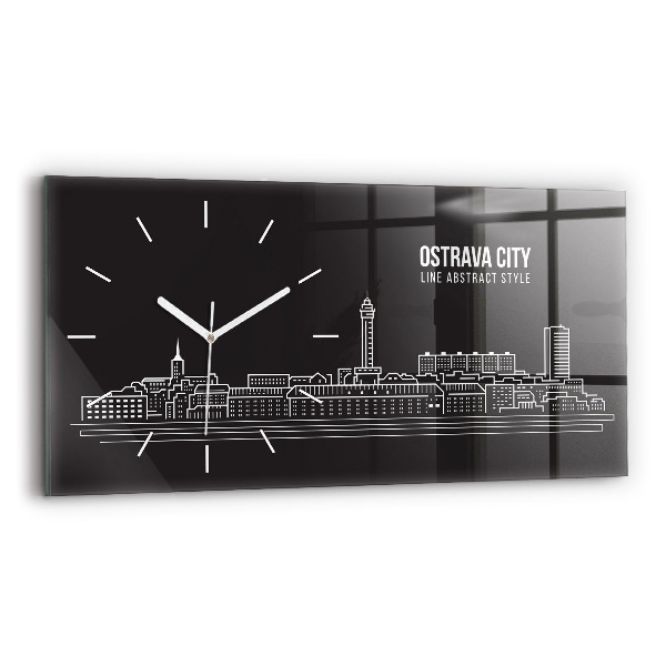 Horizontálne sklenené hodiny Kresba mesta Ostrava