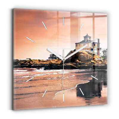 Štvorcové sklenené hodiny Shermanovo pobrežie