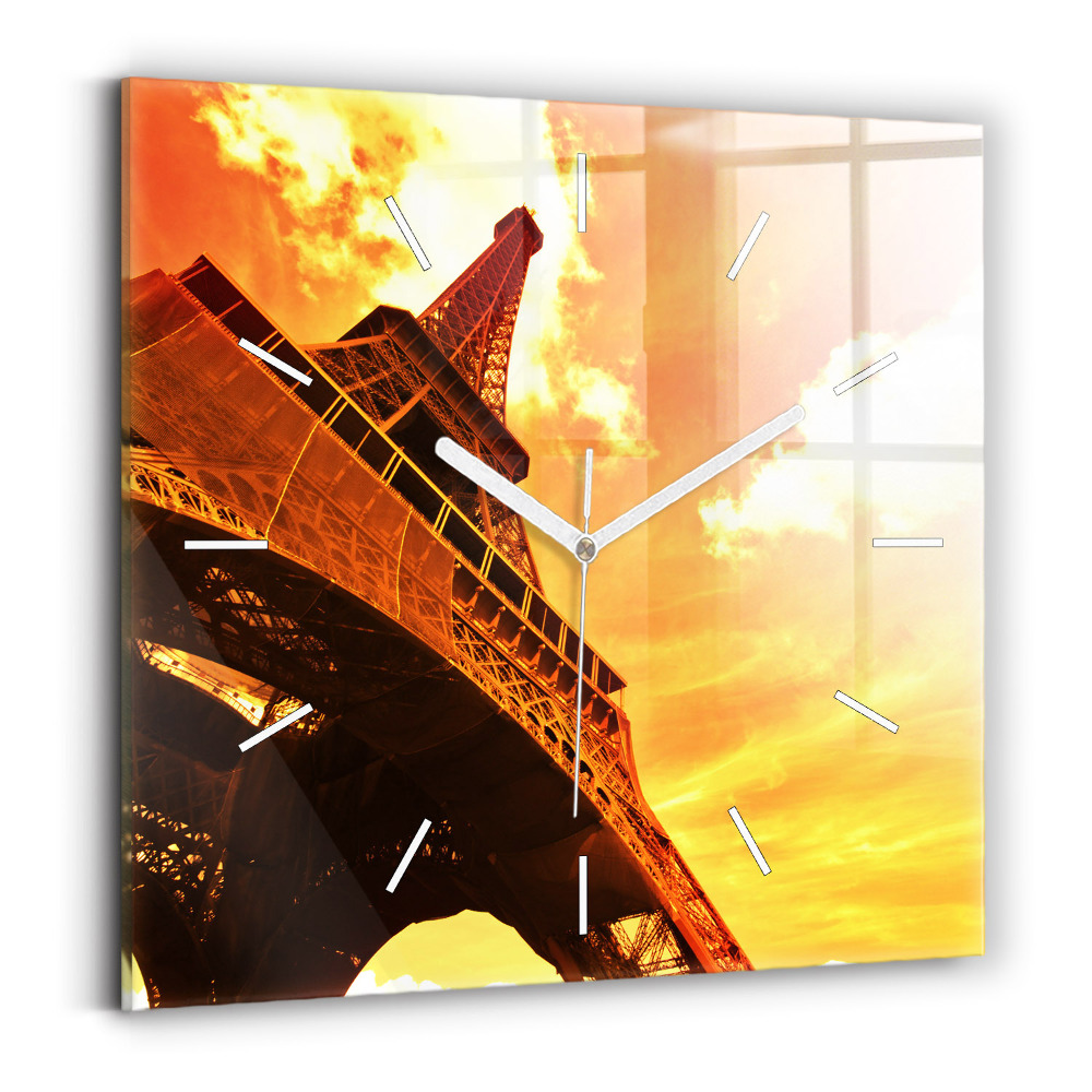 Štvorcové sklenené hodiny Eiffelova veža v Paríži