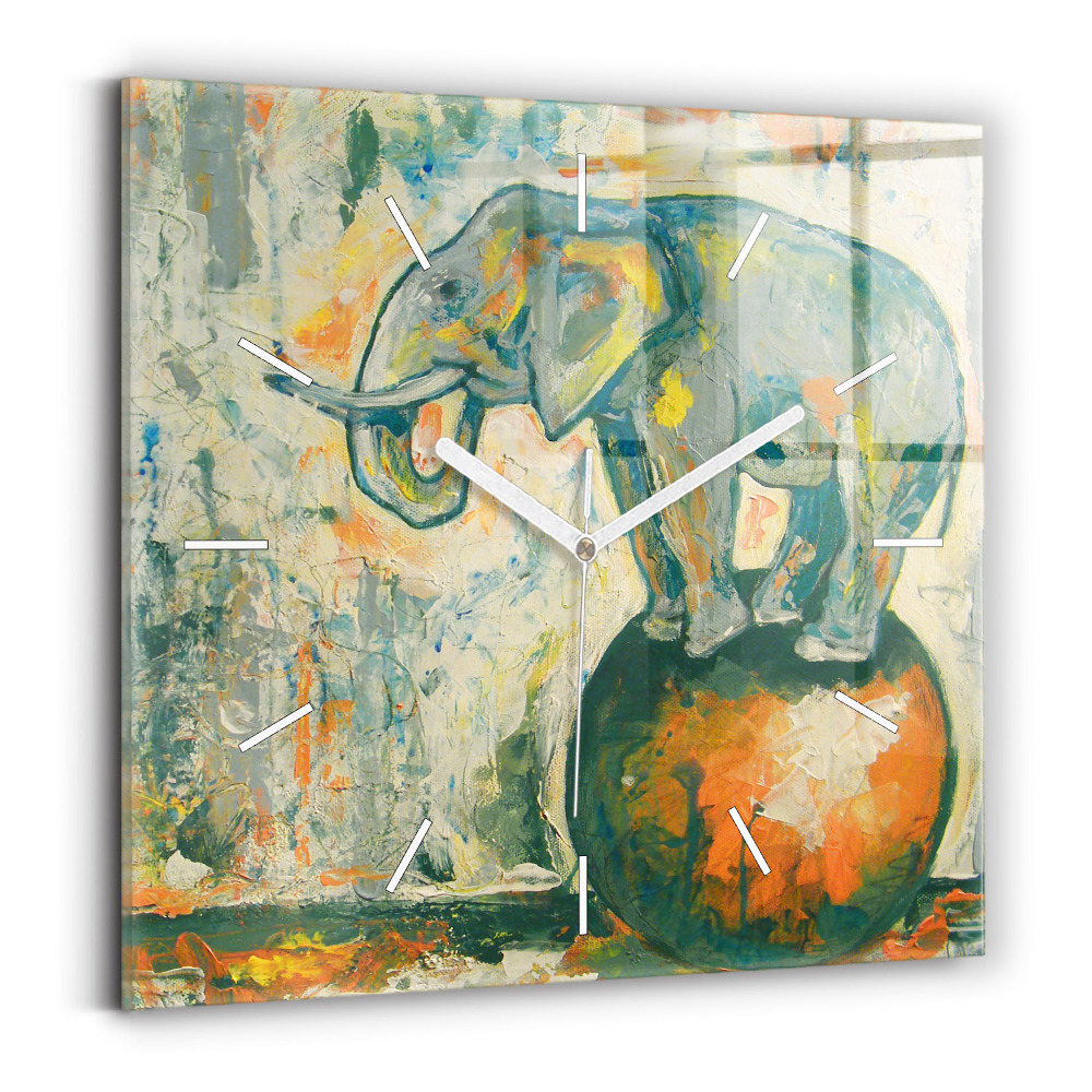 Štvorcové hodiny Postava maľovaného slona