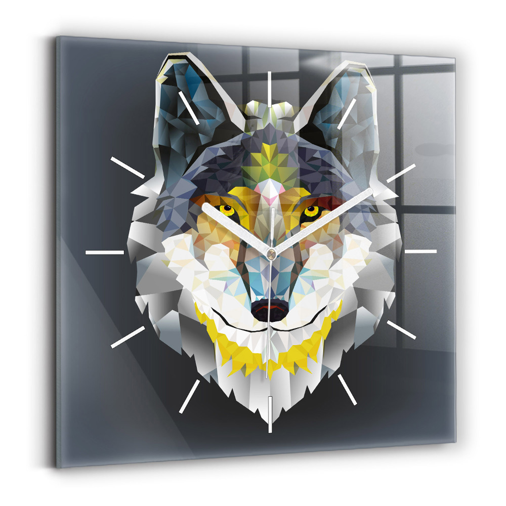 Štvorcové hodiny Hlava vlka