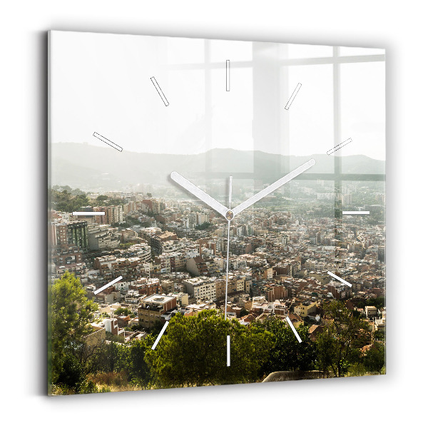 Štvorcové hodiny Pohľad na Montjuic v Barcelone