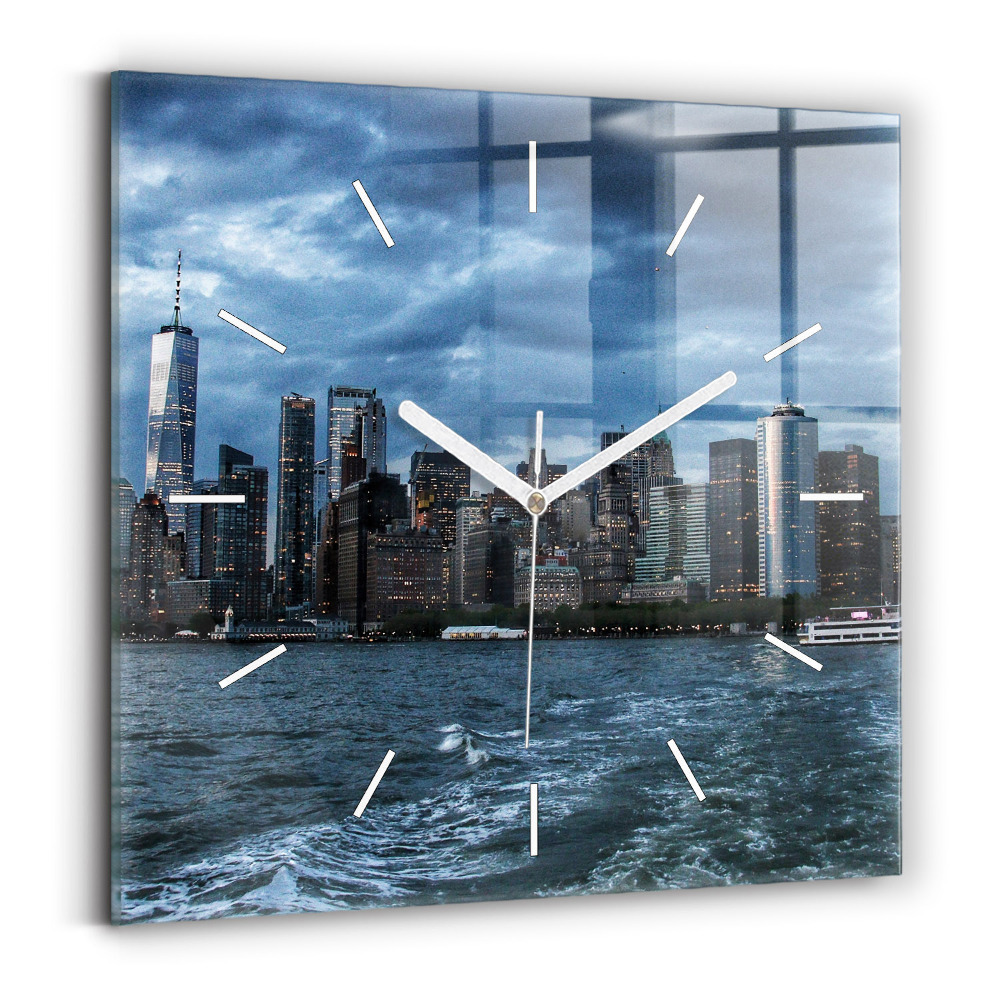 Štvorcové nástenné hodiny Panoráma New Yorku