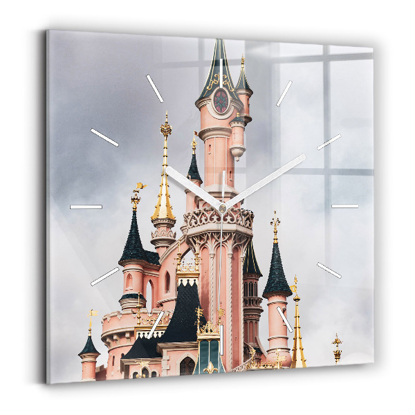 Štvorcové nástenné hodiny Zámok Disneyland v Paríži