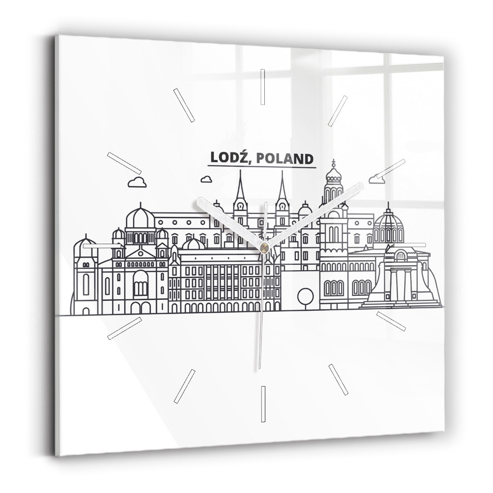 Štvorcové hodiny Architektúra Lodže - panoráma