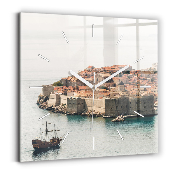 Štvorcové sklenené hodiny Plachetnica v Dubrovníku