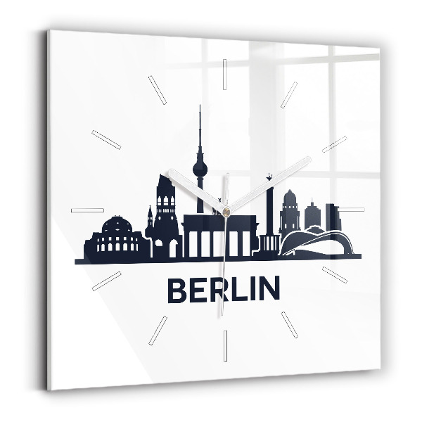 Štvorcové sklenené hodiny Ilustrácia mesta Berlín