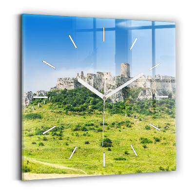 Štvorcové sklenené hodiny Spišský hrad na Slovensku