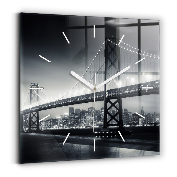 Štvorcové sklenené hodiny Most v noci San Francisco