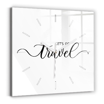 Štvorcové sklenené hodiny Cestovný nápis