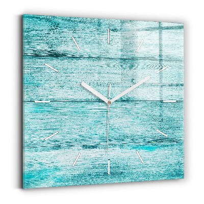 Štvorcové sklenené hodiny Modré staré drevo