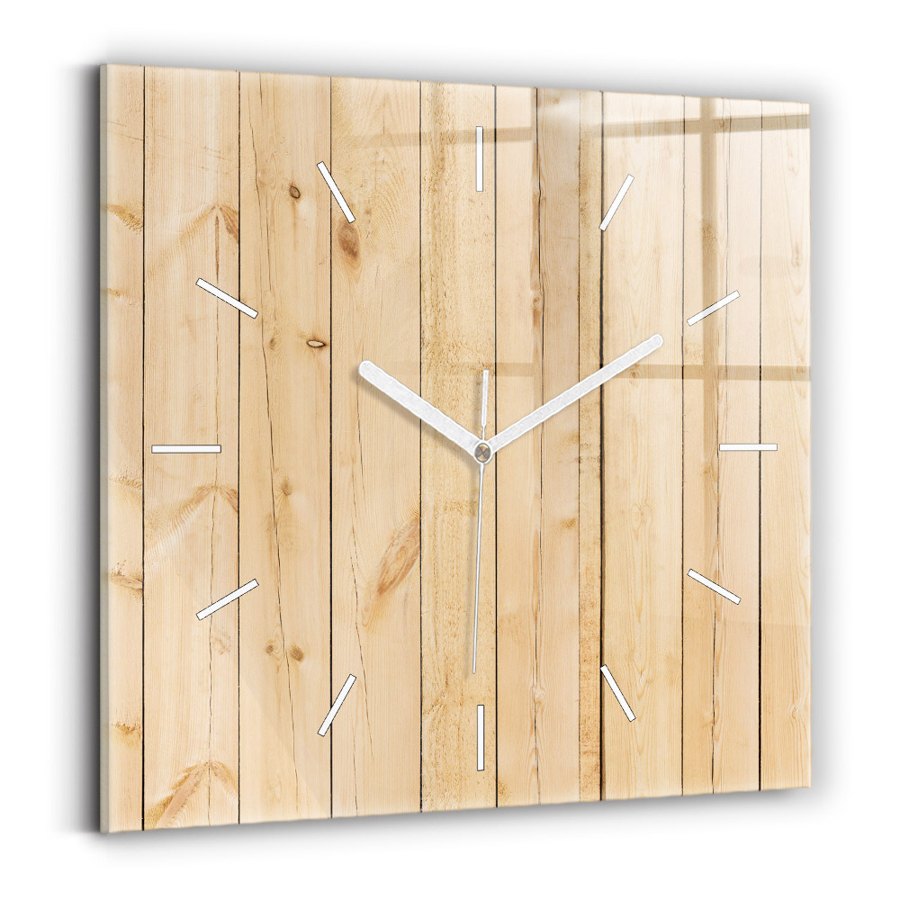 Štvorcové sklenené hodiny Drevené dosky