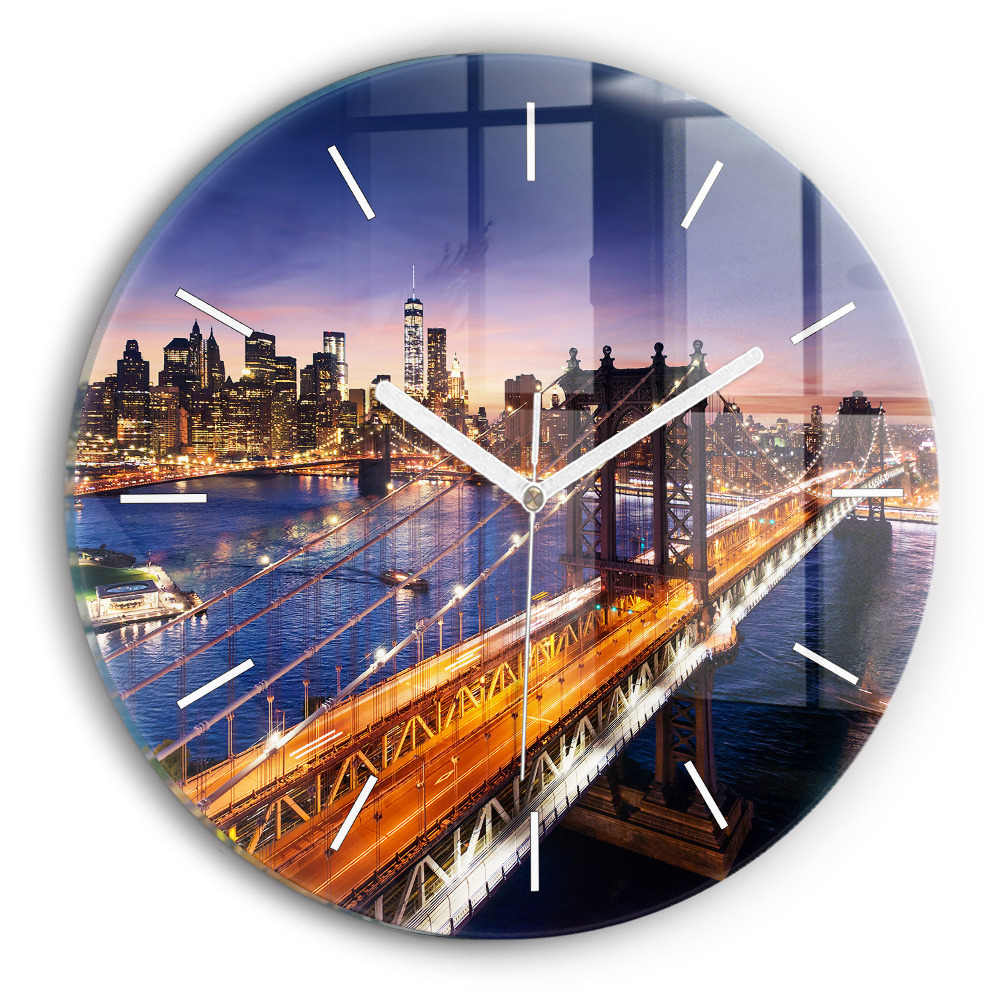 Vertikálne sklenené hodiny Mestská panoráma s mostom