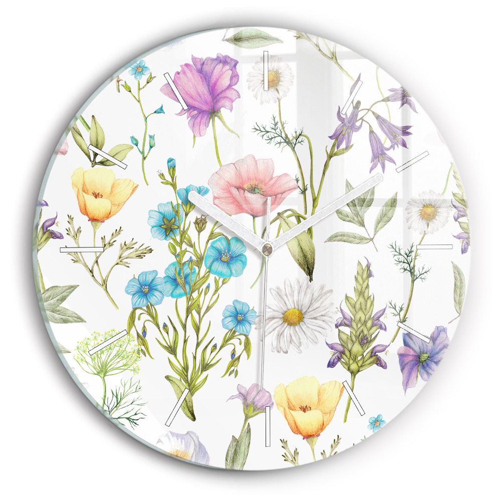 Horizontálne hodiny Kvetinová lúka v akvareli