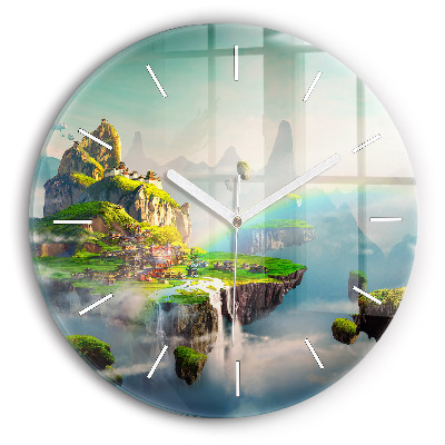 Vertikálne sklenené hodiny Lietajúce ostrovy v oblakoch
