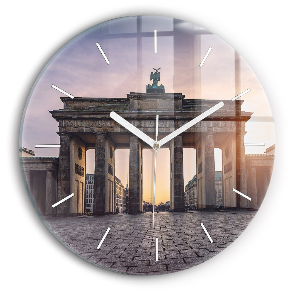 Vertikálne sklenené hodiny Braniborská brána pri západe slnka