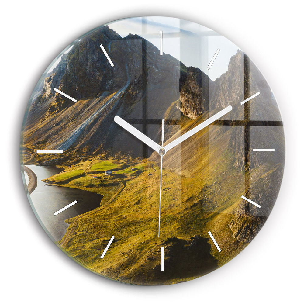 Vertikálne hodiny Horské údolie v zlatom svetle