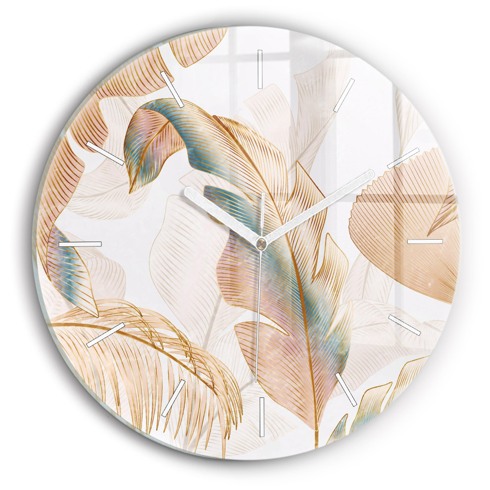 Vertikálne hodiny Tropické listy v pastelových farbách